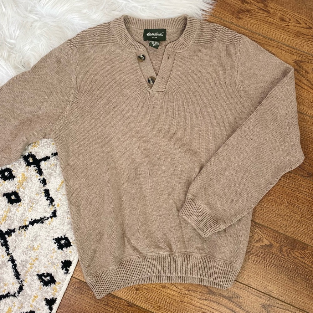 VINTAGE Eddie Bauer Henley Knit Pullover